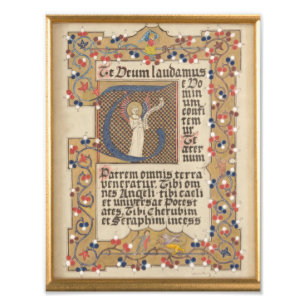 Latin Hymn Medieval style Illuminated Calligraphy Photo Print