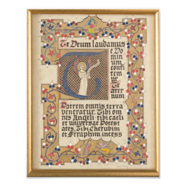 Latin Hymn Medieval style Illuminated Calligraphy Photo Print (Front)