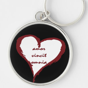 Latin Love Conquers All Heart Keychain