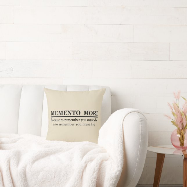 Latin Phrase - Memento Mori Throw Pillow (Couch)