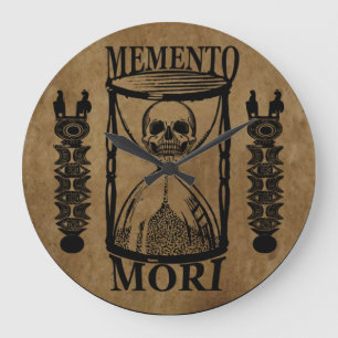 Latin Phrase - Seize the Day - Memento Mori Skull Large Clock