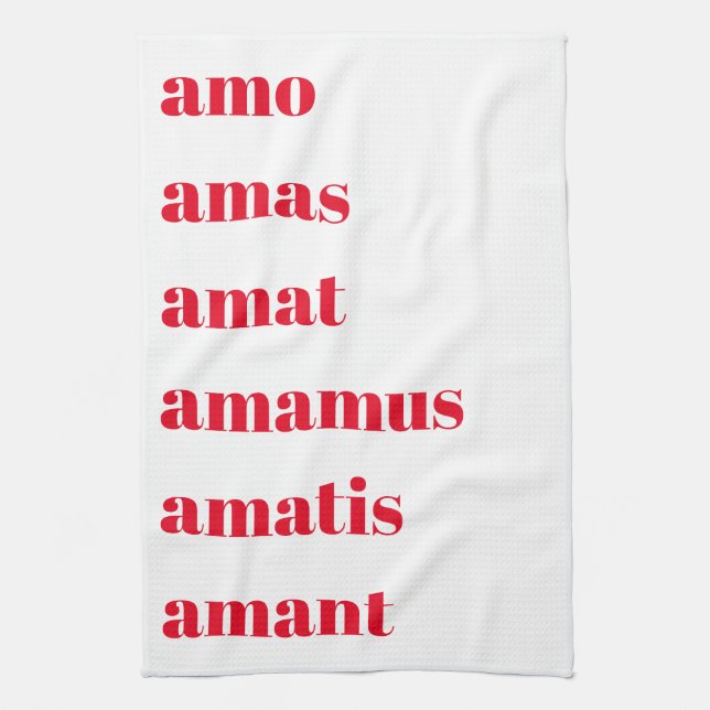 Latin Tea Towel, Amo Amas Amat, Schooldays Theme  Kitchen Towel (Vertical)