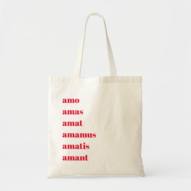 Latin Tote Bag, Amo Amas Amat, Schooldays Theme Bag (Front)