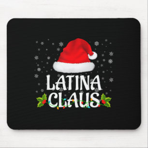 Latina Claus Christmas Lights Santa Pajama Family  Mouse Pad