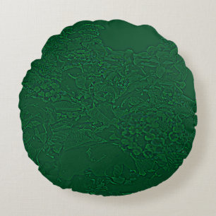 Latina Floral Design Green. Round Pillow