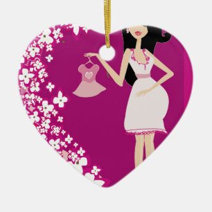 latina pregnant woman ceramic ornament