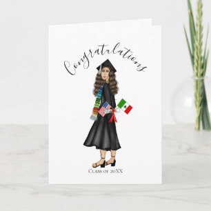 Latina with Flags and Diploma Graduation  Card