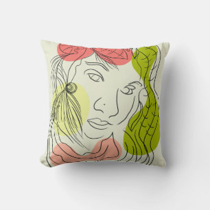 Latina Woman Art Shapes Floral Throw Pillow
