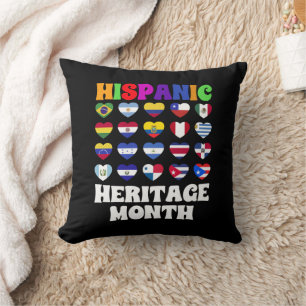 Latino Countries Flags Heart, Happy Celebration Throw Pillow
