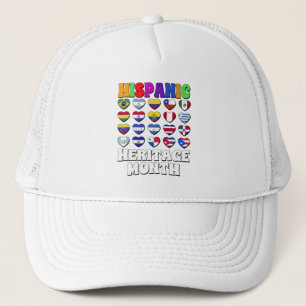 Latino Countries Flags Heart, Happy Celebration  Trucker Hat