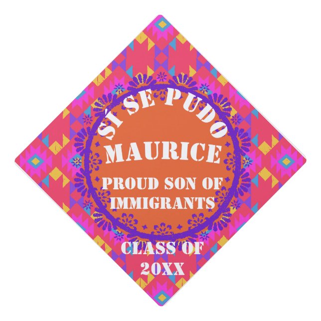 Latino Papel Picado  Spanish | Class of  Year  Graduation Cap Topper (Front)