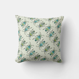 Latipes insect bug pattern teal green pillow