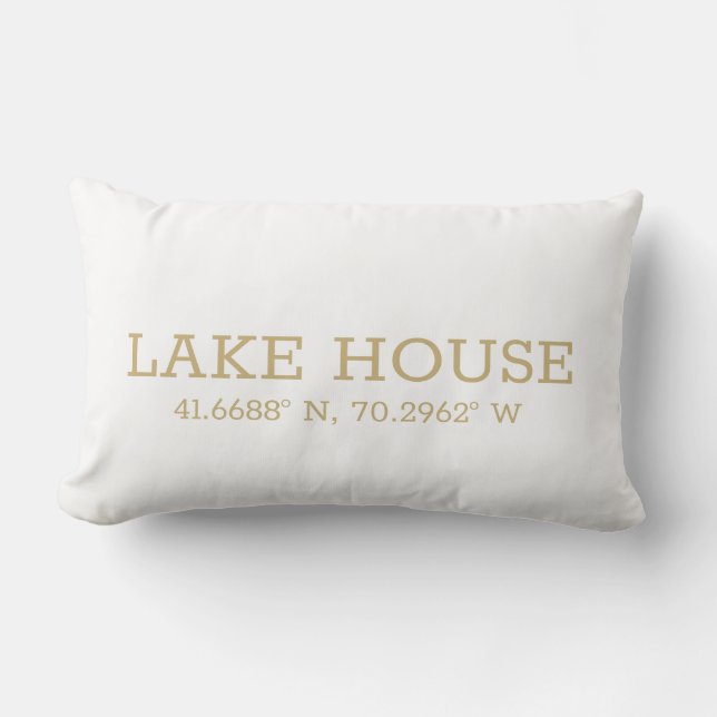 Latitude and longitude custom city coordinates lumbar pillow (Front)