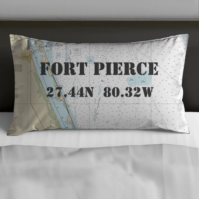 Latitude Longitude Fort Pierce FL Nautical Chart ⚓ Pillowcase (Creator Uploaded)