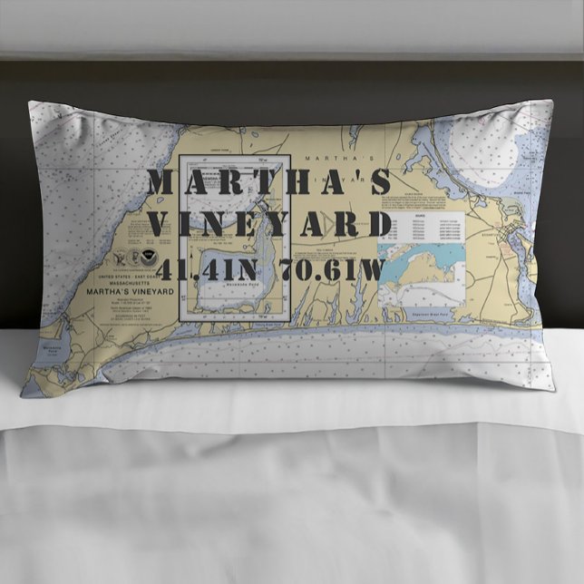 Latitude Longitude Martha's Vineyard Nautical Pillowcase (Creator Uploaded)