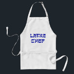 Latke Chef Apron<br><div class="desc">Doesn't everybody love latkes on Chanukah! This is a great gift for the Latke chef, the person who loves to make Chanukah latkes, those calorie laden potato pancakes that everybody loves to eat with applesauce or sour cream. Happy Chanukah!</div>