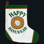 Latkes Happy Hanukkah Chanukah Jewish Holidays Large Christmas Stocking<br><div class="desc">Design features an original marker illustration of a delicious latke potato pancake topped with sour cream, a staple in Jewish holiday cuisine. Ideal for Hanukkah celebrations! This Chanukah latkes design is also available on other products. Lots of additional foodie designs are also available from this shop! Don't see what you're...</div>