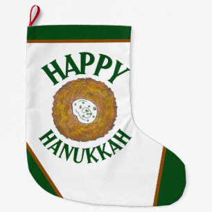 Latkes Happy Hanukkah Chanukah Jewish Holidays Large Christmas Stocking
