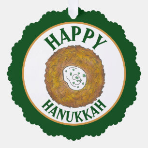 Latkes Happy Hanukkah Chanukah Jewish Holidays Ornament Card