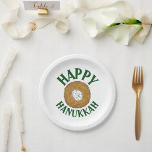 Latkes Happy Hanukkah Chanukah Jewish Holidays Paper Plate