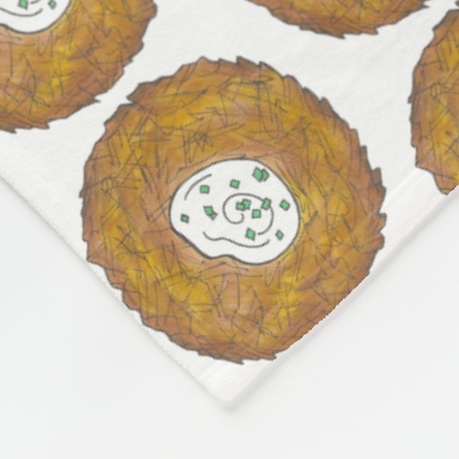 Latkes Potato Pancake Hanukkah Jewish Holiday Food Fleece Blanket (Corner)