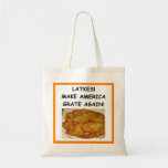 latkes tote bag<br><div class="desc">funny, humour, latkes, kosher, deli, channukah, hannukah, potato, pancakes, jewish</div>