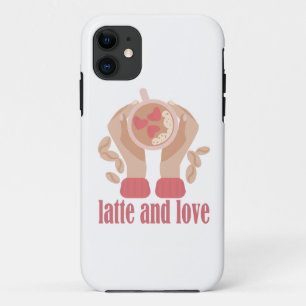 Latte and love cup, hands and coffee quote   iPhone 11 case