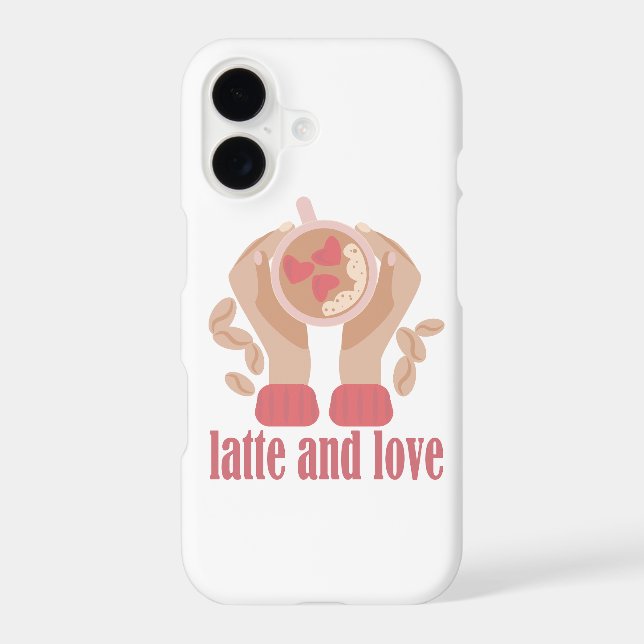 Latte and love cup, hands and coffee quote  iPhone case (Back)
