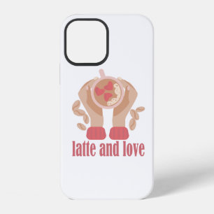Latte and love cup, hands and coffee quote   iPhone 12 case