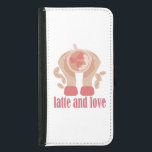 Latte and love cup, hands and coffee quote   samsung galaxy s5 wallet case<br><div class="desc">Fine lettering with funny coffee quotes drawing around cup and hands in flat style with organic colours</div>