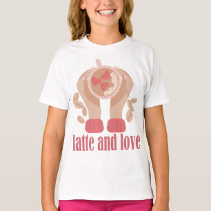 Latte and love cup, hands and coffee quote  T-Shirt
