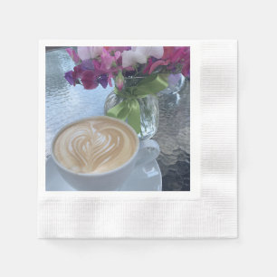 Latte and Sweet Pea Flowers Napkin