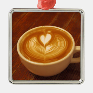 Latte Art Coffee Love Metal Ornament