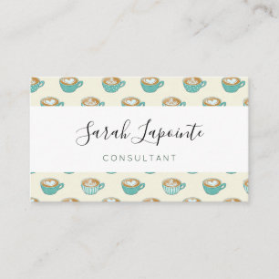 Latte Art in Cute Blue Coffee Mugs Business Card