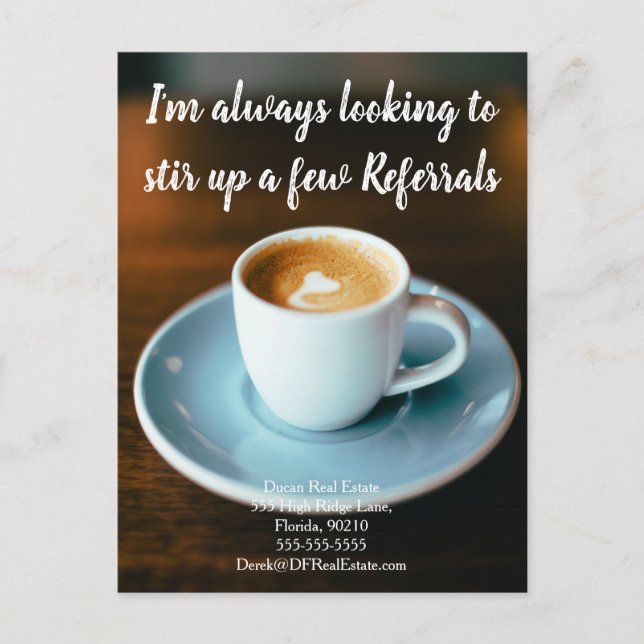 latte clients referral real estate marketing sell postcard (Front)