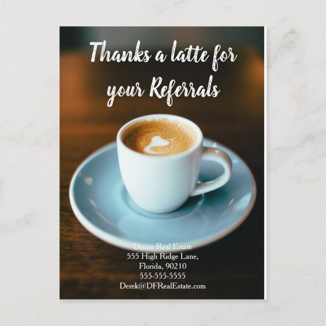 latte clients referral real estate marketing sell postcard (Front)