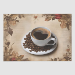 Latte Coffee Cup Decoupage /  Tissue Paper