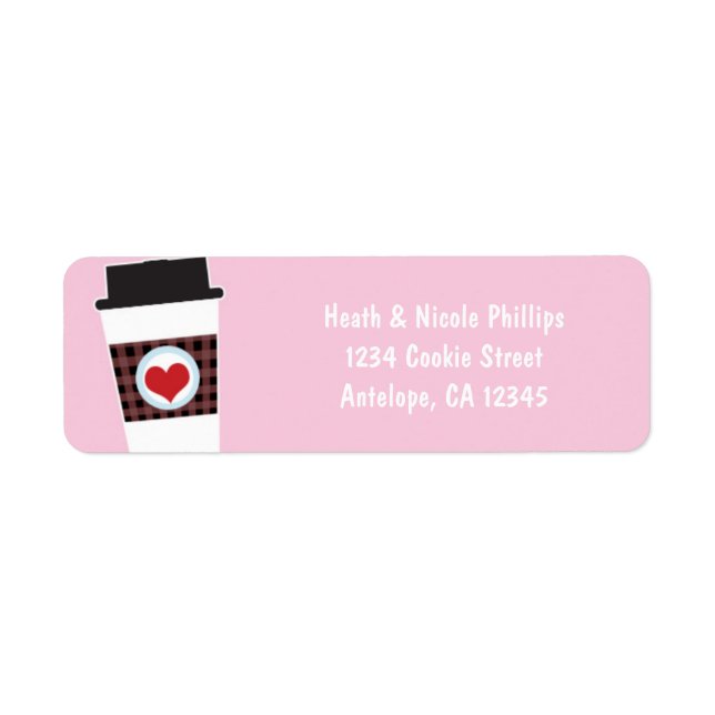 Latte Coffee Cup Valentines Party Address Label (Front)
