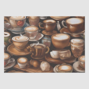 Latte Coffee Cups Decoupage /  Tissue Paper