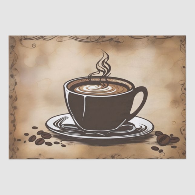 Latte Coffee Cups Decoupage /  Tissue Paper (Front)