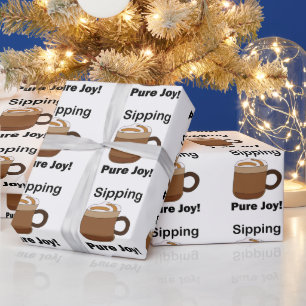 Latte Coffee Drink Sipping Pure Joy Wrapping Paper
