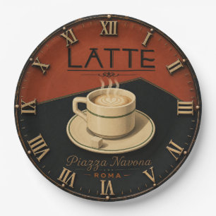 Latte Coffee Italian Café Kitchen Decor Paper Plate