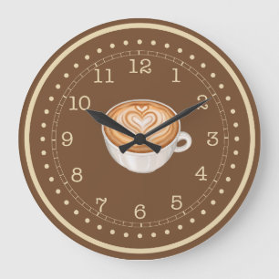 Latte Coffee  Large Clock