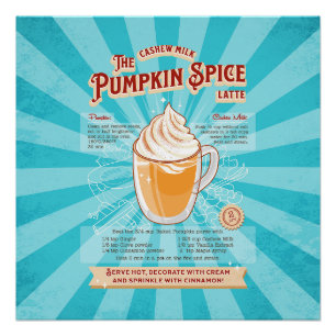 Latte épice Citrouille vintage - Poster de la rece