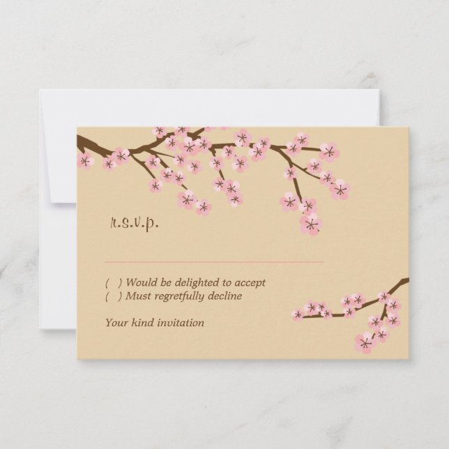 Latte & Fleur de Cerisier Rose RSVP avec enveloppe (Devant)