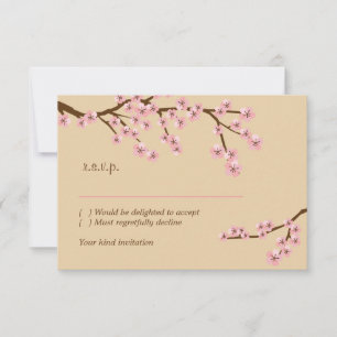 Latte & Fleur de Cerisier Rose RSVP avec enveloppe