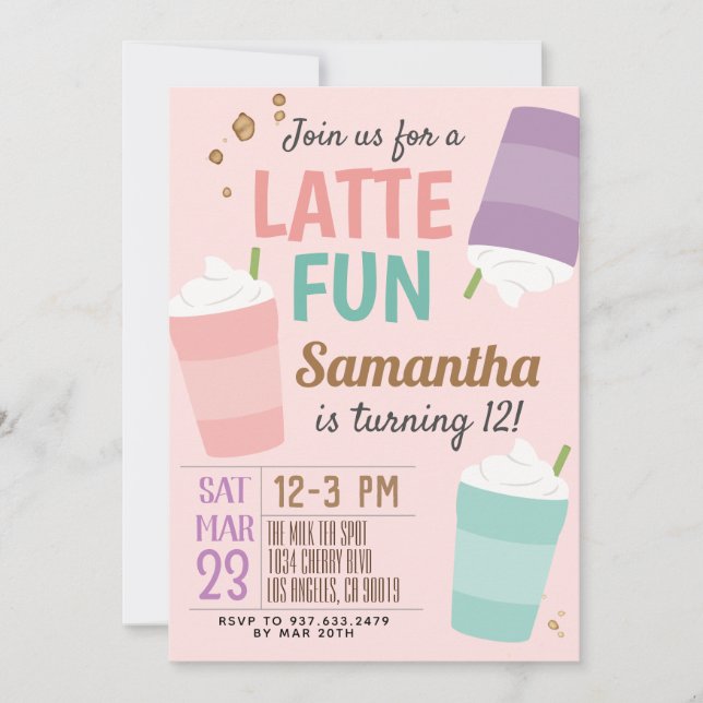 Latte Fun Coffee Birthday Invitation (Front)