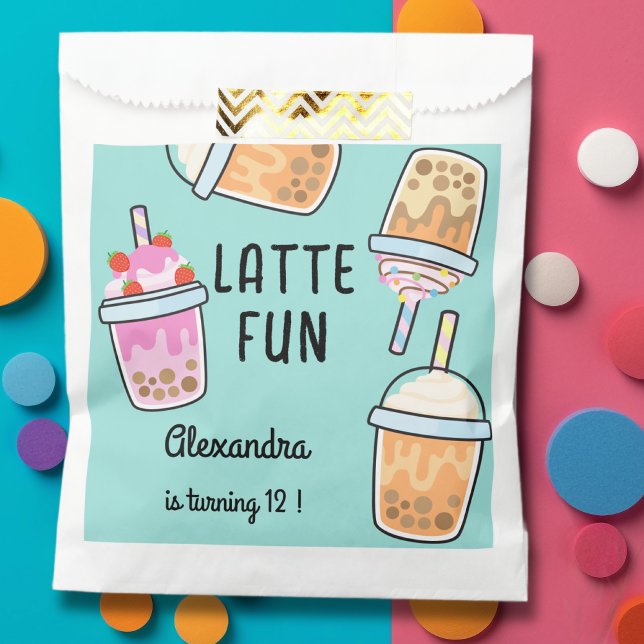 Latte fun coffee bobba tea birthday favour bag (Creator Uploaded)