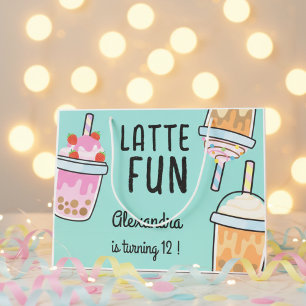 Latte fun coffee bobba tea birthday large gift bag