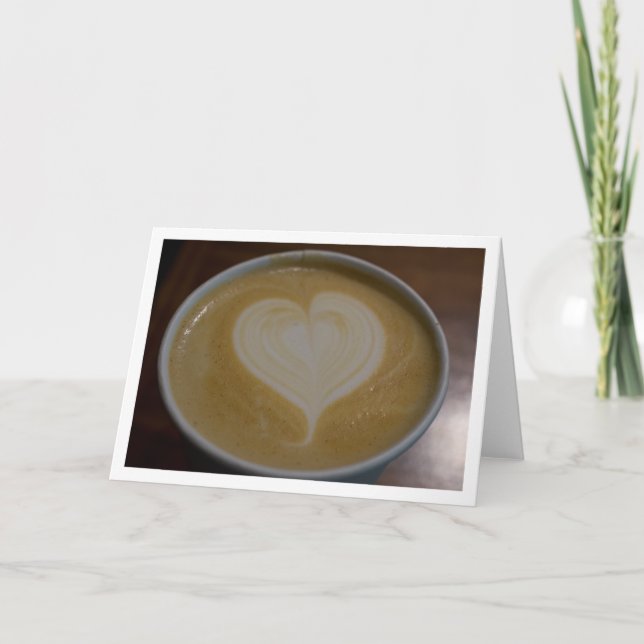 Latte Heart Caffeine Addict Coffee Lover Blank Card (Front)